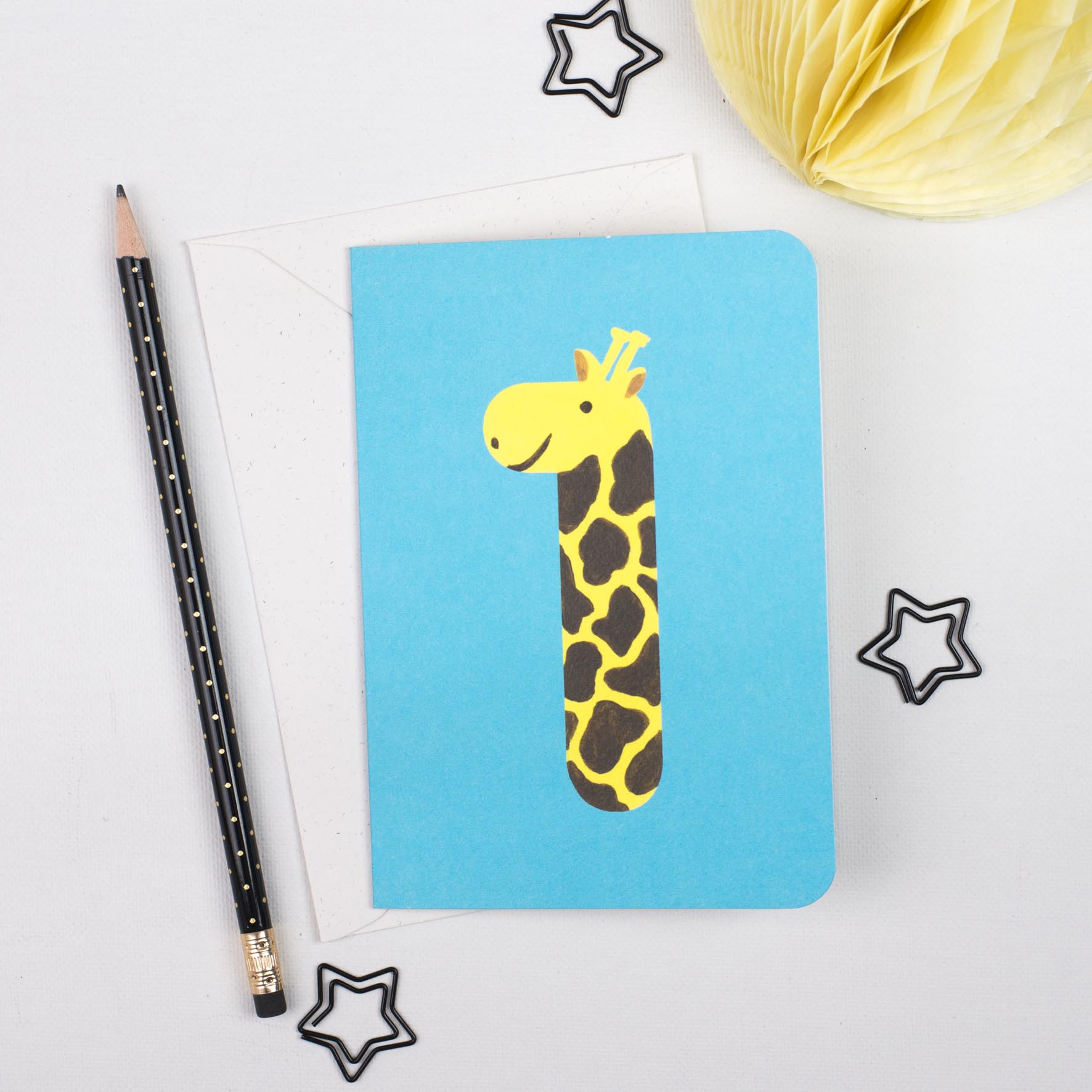 1 - Giraffe Animal Number Card