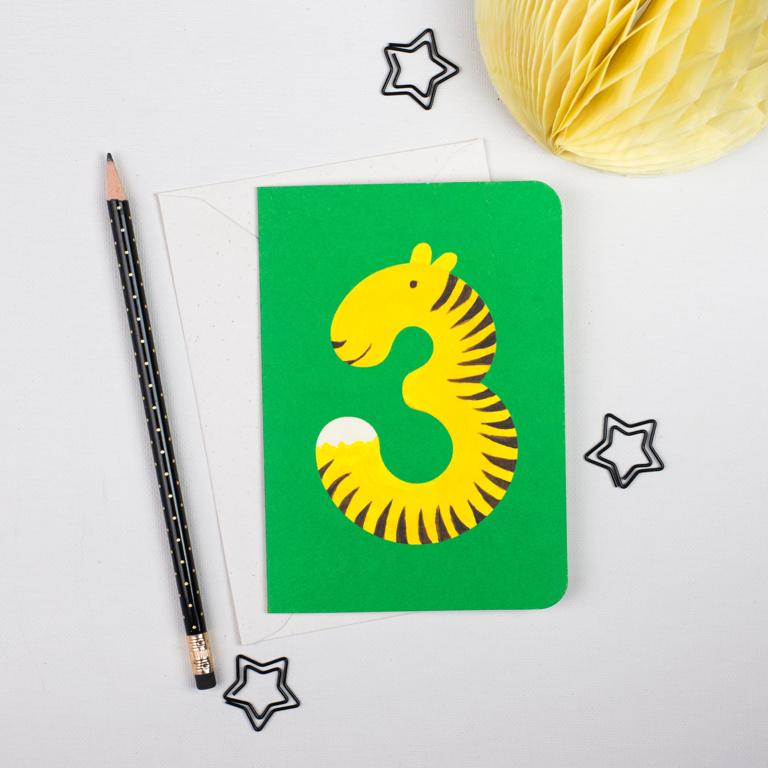 3 - Tiger Animal Number Card