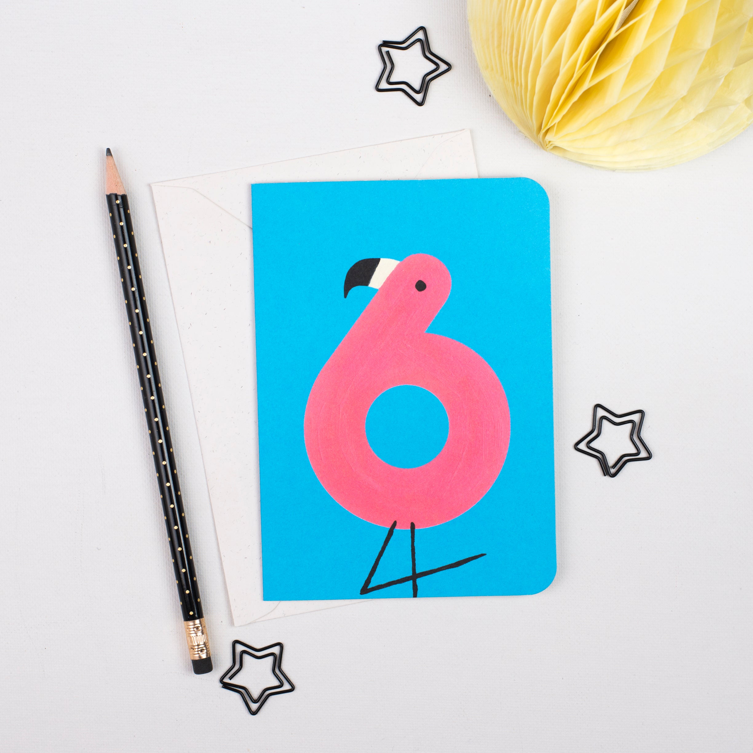6 - Flamingo Animal Number Card