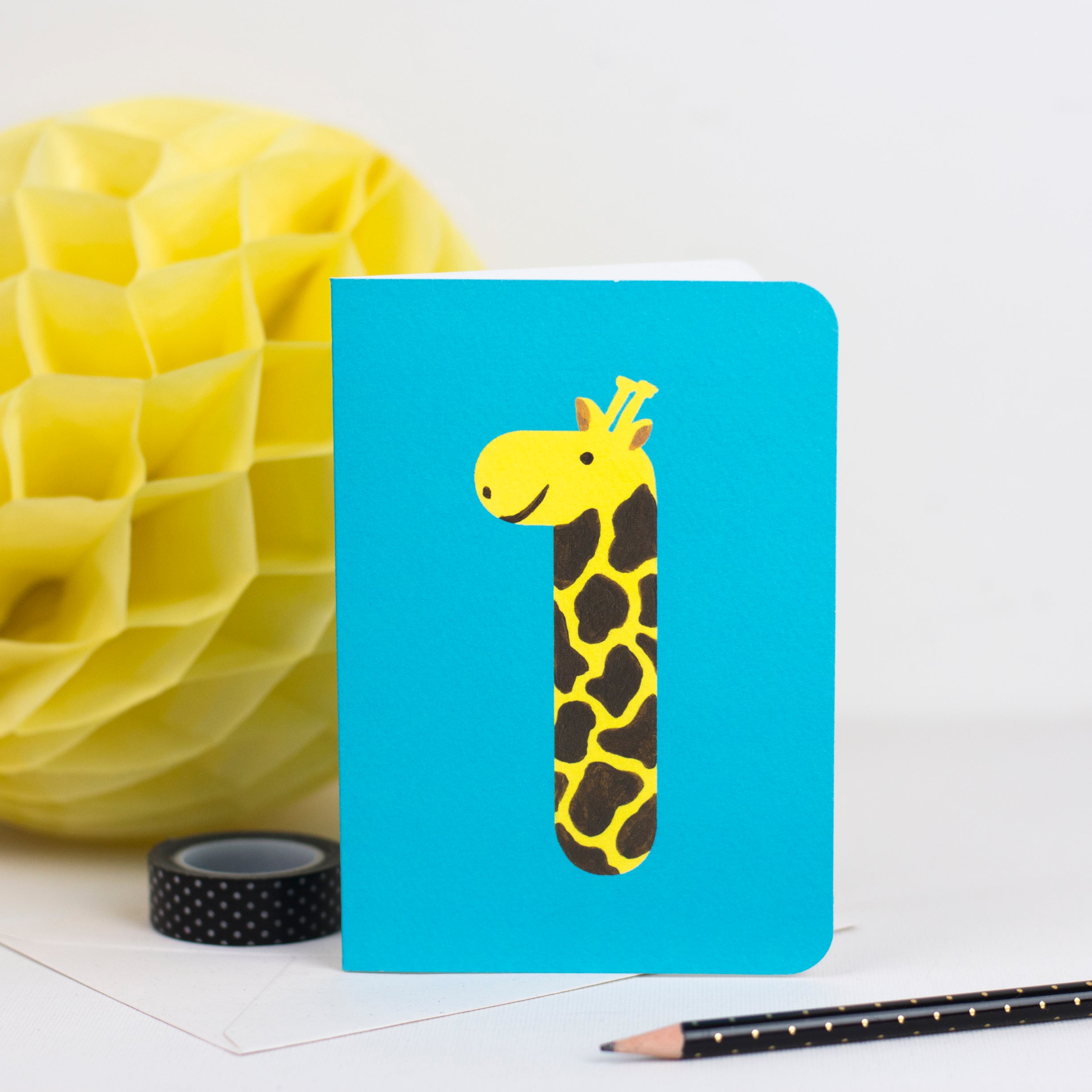 1 - Giraffe Animal Number Card