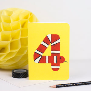 4 - Snake Animal Number Card