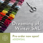 Load image into Gallery viewer, Dreaming of Winter - Mystery Stitch-a-long 5 Part - Fabric &amp; Floss Pack inc PDF Charts

