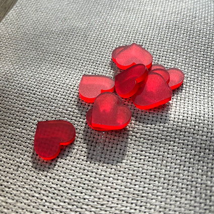 Frosted Acrylic Heart Pack - Chilli Red