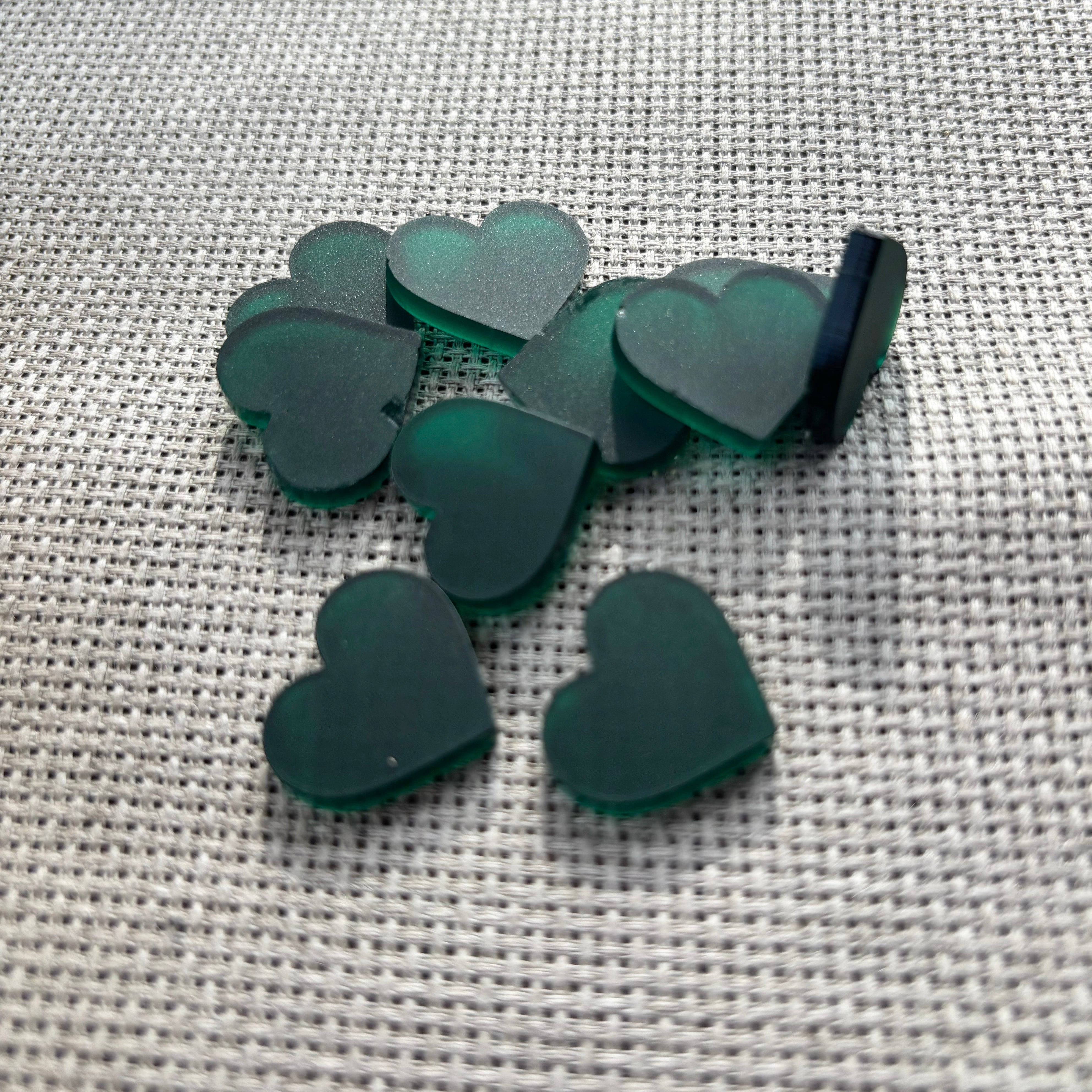 Frosted Acrylic Heart Pack - Emerald Green