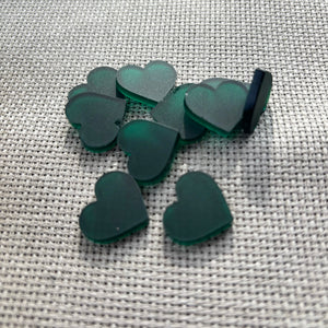Frosted Acrylic Heart Pack - Emerald Green