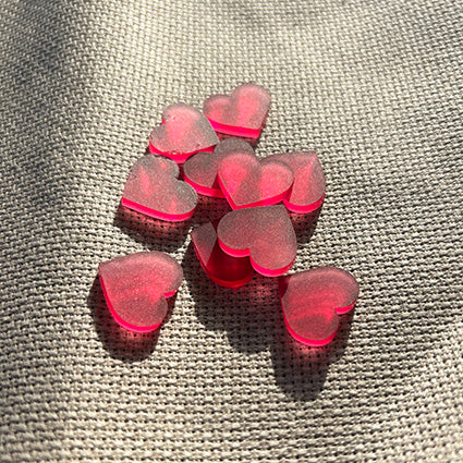 Frosted Acrylic Heart Pack - Raspberry