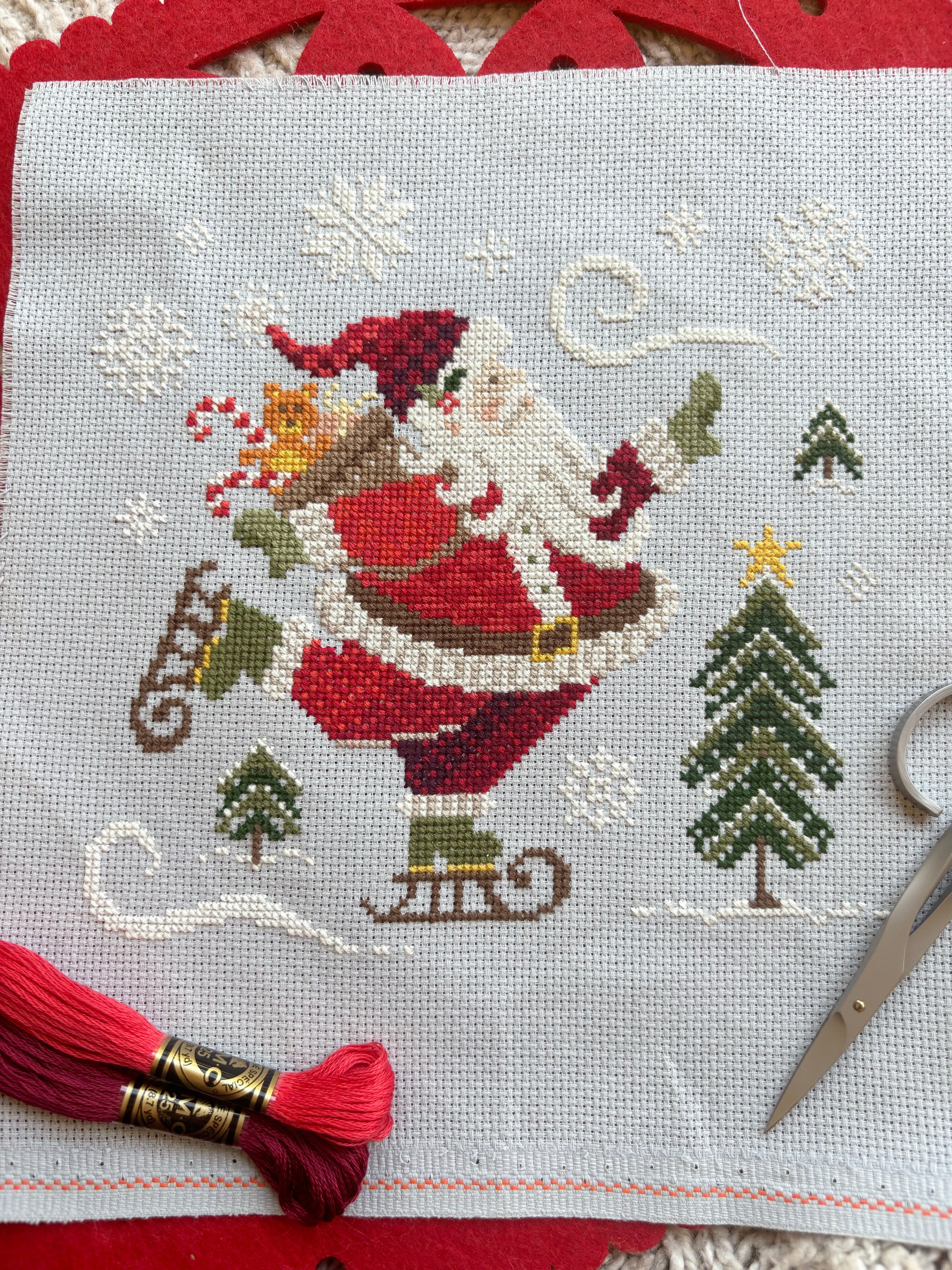 Skating Santa - Cross Stitch Kit