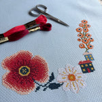 Load image into Gallery viewer, Summer 25 Mystery SAL - PDF&#39;s + Fabric and Floss Pack
