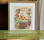 Load image into Gallery viewer, Summer 25 Mystery SAL - PDF&#39;s + Fabric and Floss Pack
